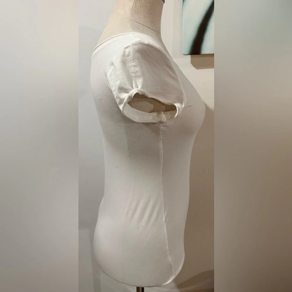 Bebe Women’s White Tee with Gold Accents - Picture 3 of 8